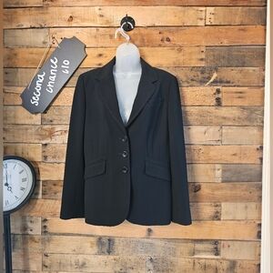 Ann Taylor Women's Black Tailored Embroidery Lined  Three Button Blazer Size 10